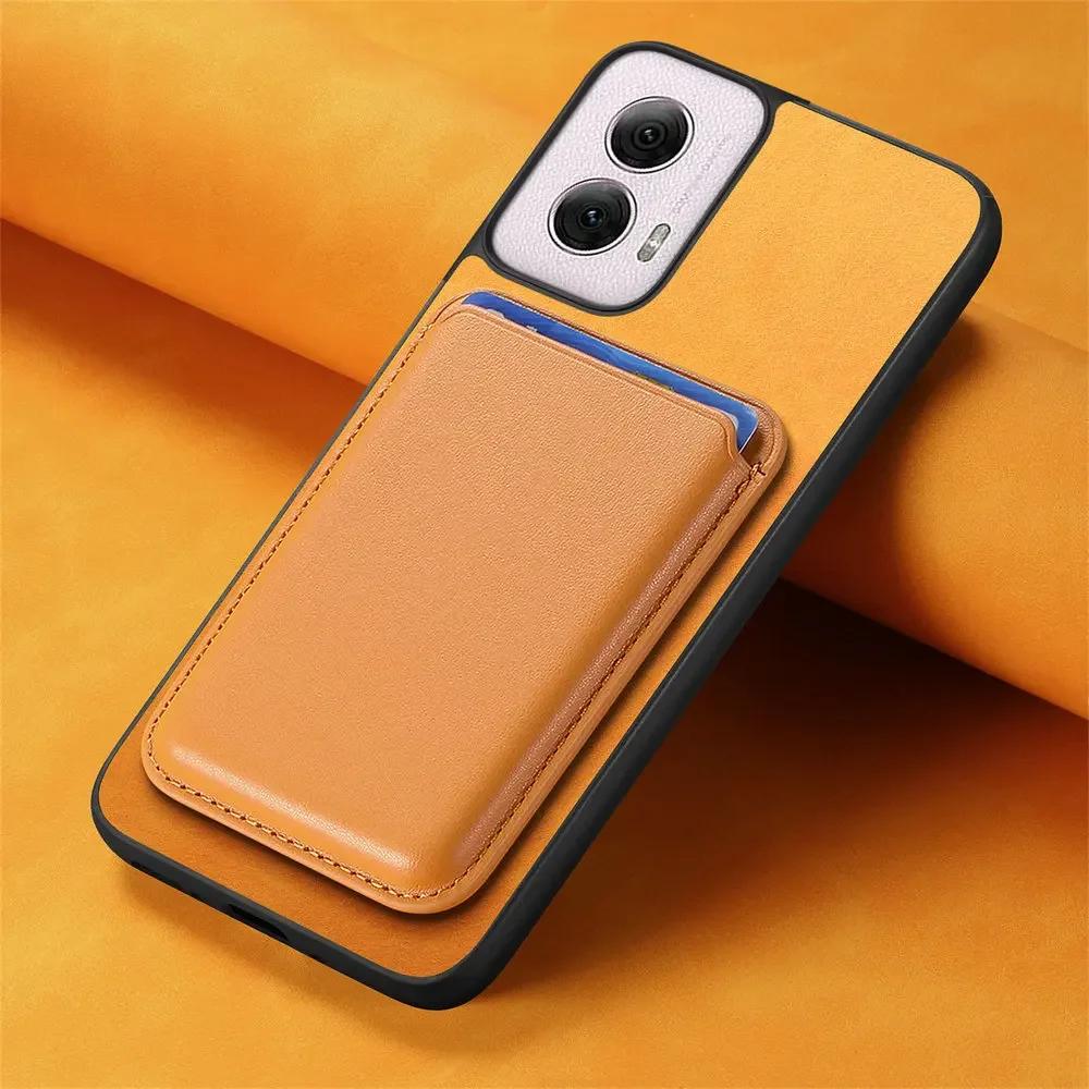 G45 34 5G Magnetic for Magsafe Leather Card Detachable 2IN1 Magnet Wireless Charging Cover for Motorola Moto G55 G34 G35 G Power Play 2024