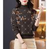 Autumn Winter Women's High Neck Knit Sweater Pullover Long Sleeve Knit Large Size Loose Knit Top