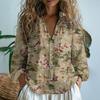 Plus Size Boho Print Shirt Top For Women Loose V Neck Long Sleeve Button Shirts Tops Lady Casual Holiday Clothing Spring Blouses