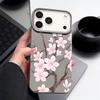 Чехол в стиле ручной росписи с узором сакуры для iPhone 17 Pro Max Кожаная текстура Мягкая силиконовая крышка для iPhone 16 15 14 13 Pro 12 11 16E
