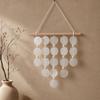 Handmade Natural Seashell Wind Chime, Retro Rope Knot & Wooden Ring, Clear Tinkling Sound, Coastal Hanging Decor for Window Guesthouse Kids Room