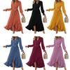 Long Sleeve Maxi Dress for Women V Neck Dot Design Boho Wrap Dress Casual Flowy Slit Wedding Guest Dress for Cocktail Party