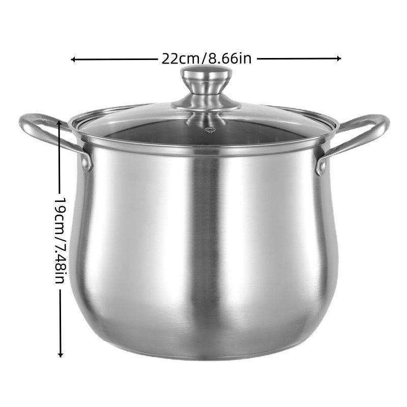 304 Stainless Steel Tall Soup Pot Anti Overflow Design Large Capacity Cooking Pot Home Commercial Use Multi Purpose Cookware Induction Ready Durable
