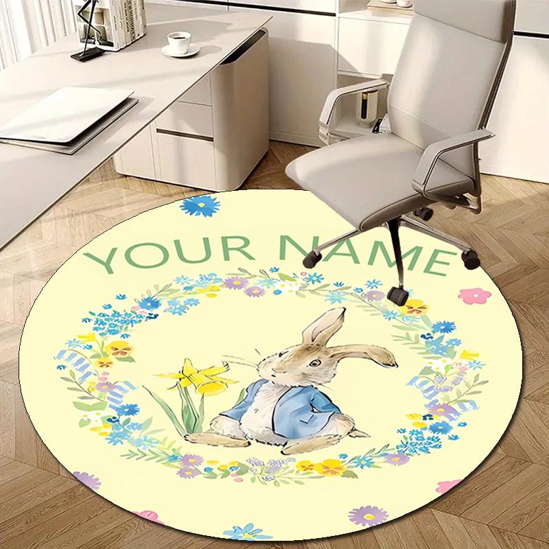 Personalized P-Peter Rabbit Round Chair Office Rug - Perfect for Mat, Office Chair & More - Ideal Gift for Birthdays and Holidays