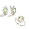 Light Luxury Fashion Design Natural Green Amethyst Ring Earrings Women's Anniversary Black Friday Gift Set 925 Sterling Silver