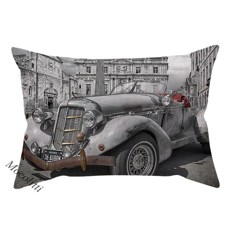 Nordic Vintage Car Pattern Print Cotton Linen Pillow Case Retro Fashion Cool Man Home Decoration Office Sofa Cushion Cover