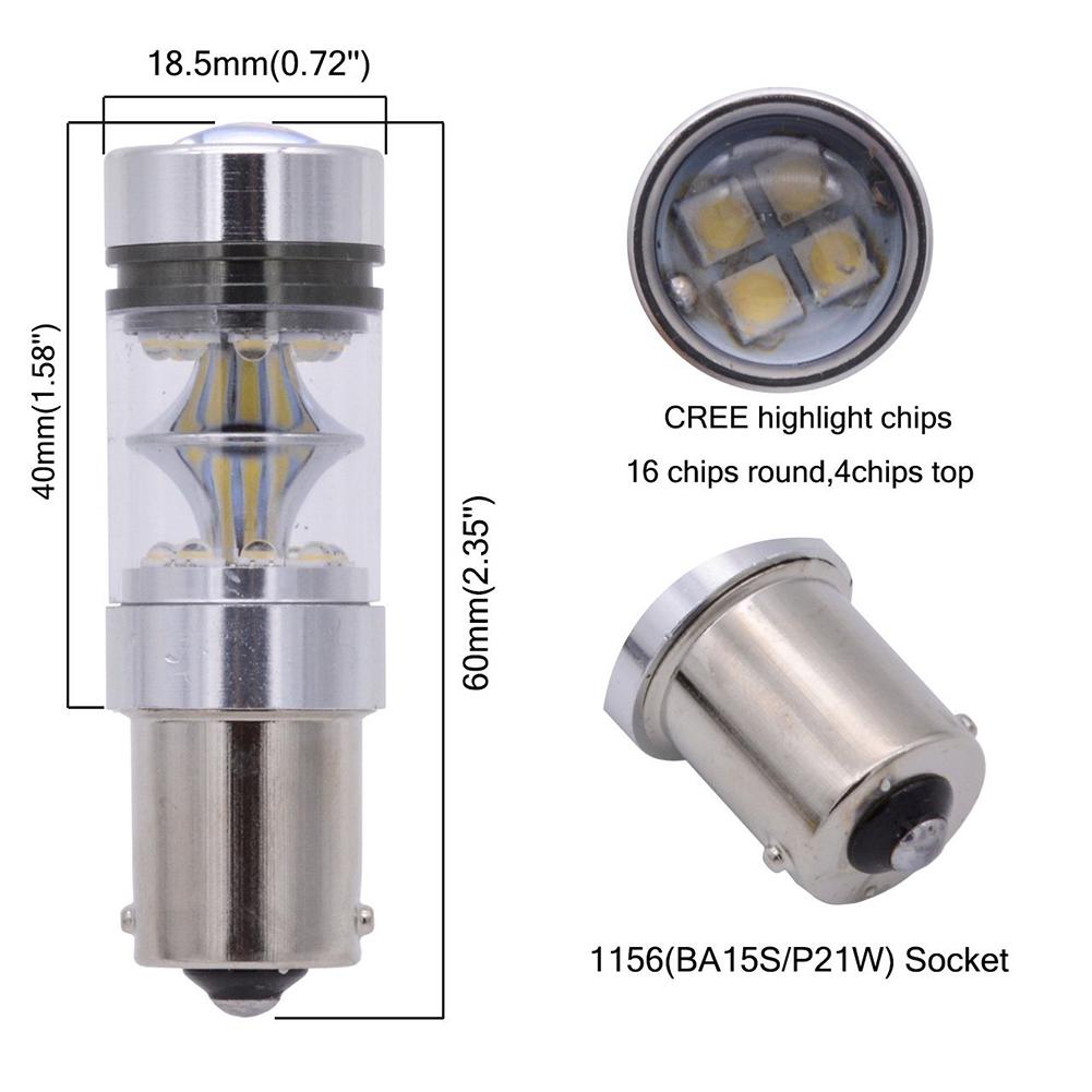 100W 1156 BA15S P21W White 20SMD LED Backup Fog DRL Light Car Reverse Lamp Top