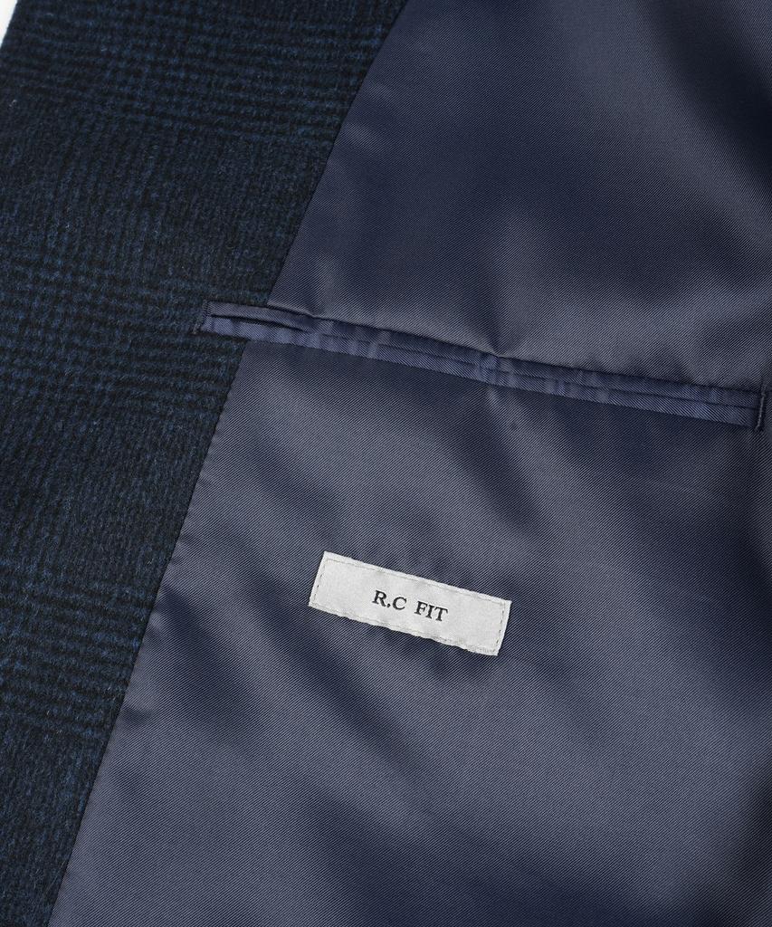 Birbante Wool Blend Leather Collar Blouson Jacket - Navy Check