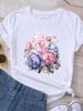 (Asian Size) Clothing T Shirt Tee Top Watercolor Trend 90s Flower Women Woman Print Fashion Female Short Sleeve Graphic T-shirts