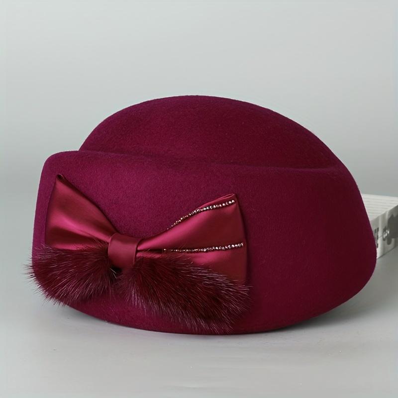 2024 зима новый берет австралийская шерстяная шляпа фетровая шляпа элегантная ретро шляпа художника бант шляпа бортпроводника