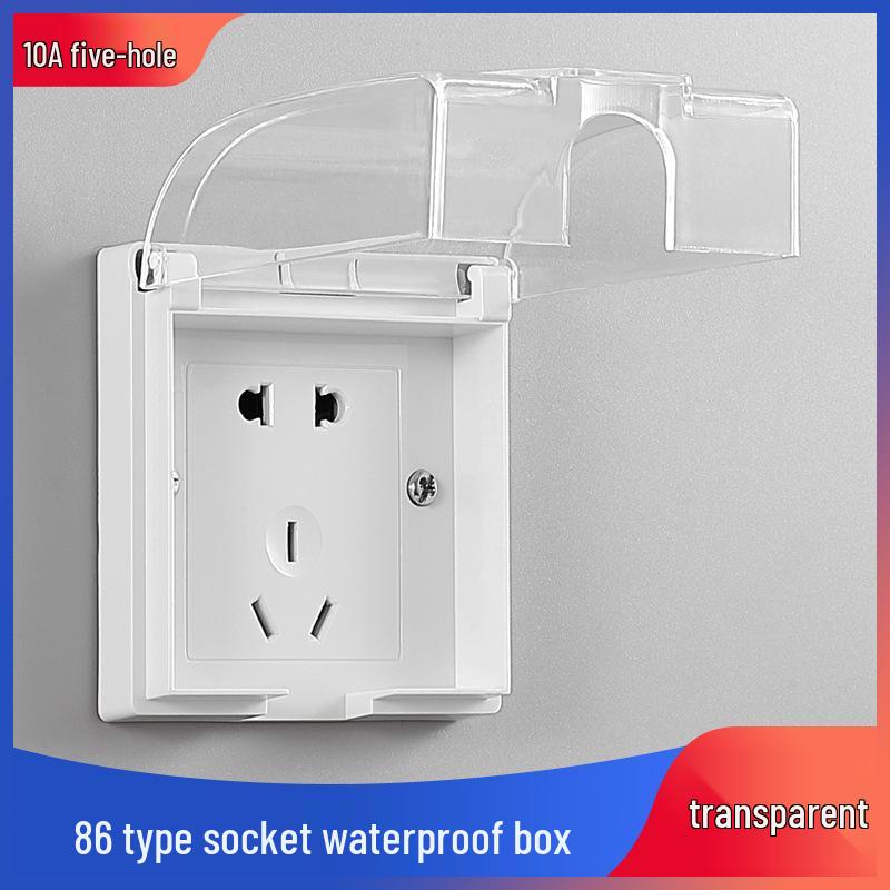 Type 86 Waterproof Socket with Integrated Switch & Splash-Proof Box for Bathroom and Outdoor Use
