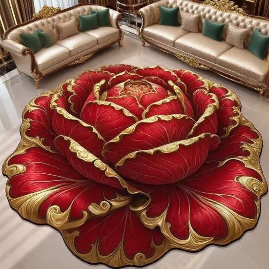3D Визуальный Ковер с Цветами Неправильной Формы Цветочный Ковер Абсорбирующий Противоскользящий Напольный Коврик Моющийся Ковер для Спальни для Кухни Ванной Прихожей Патио
