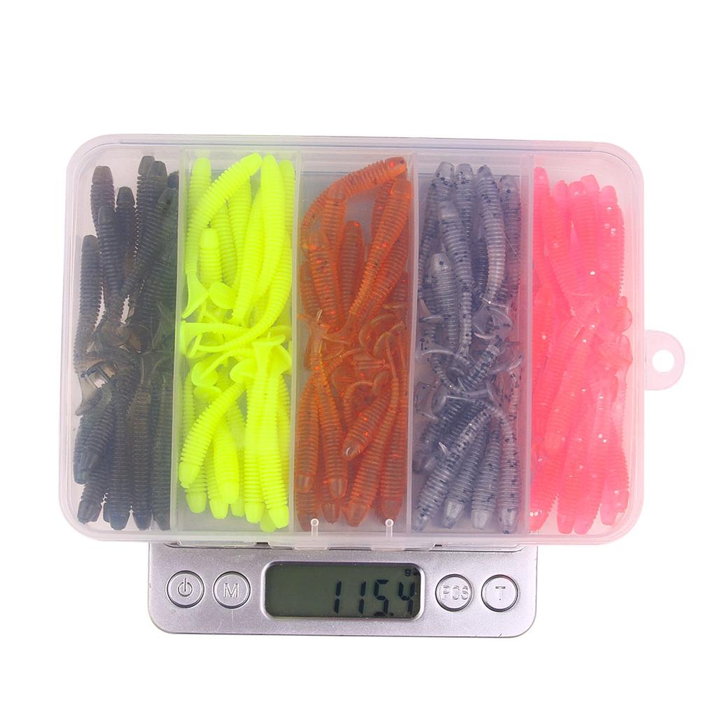150 шт./коробка мягкая приманка коробка набор мягкий Т-образный хвост силиконовая искусственная приманка блестки для краппи шиадс приманки мини