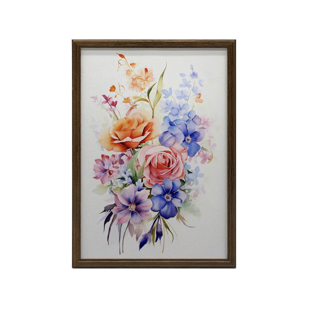 Ethereal Garden Bouquet Ethereal Garden Bouquet, 30X40 Cm, Dark Brown Wooden Frame, 230 Gsm Matte Paper