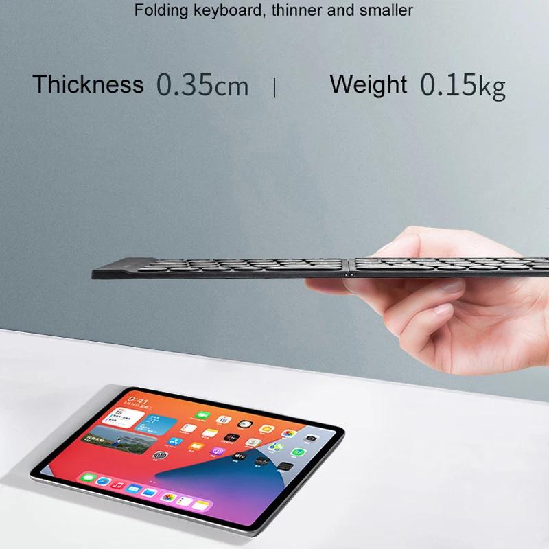 Складная Bluetooth-клавиатура, складная Bluetooth-клавиатура 3,5 мм, самая легкая и тонкая беспроводная клавиатура с чехлом и подставкой