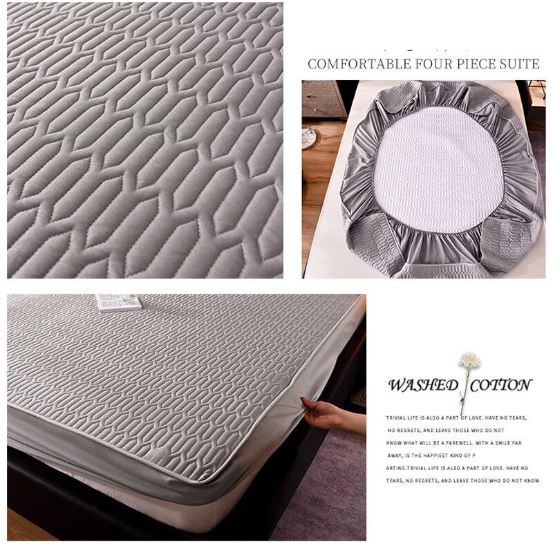 Наматрасник Толстая стеганая простыня с модным принтом Постельные принадлежности Нескользящая простыня Пылезащитный чехол