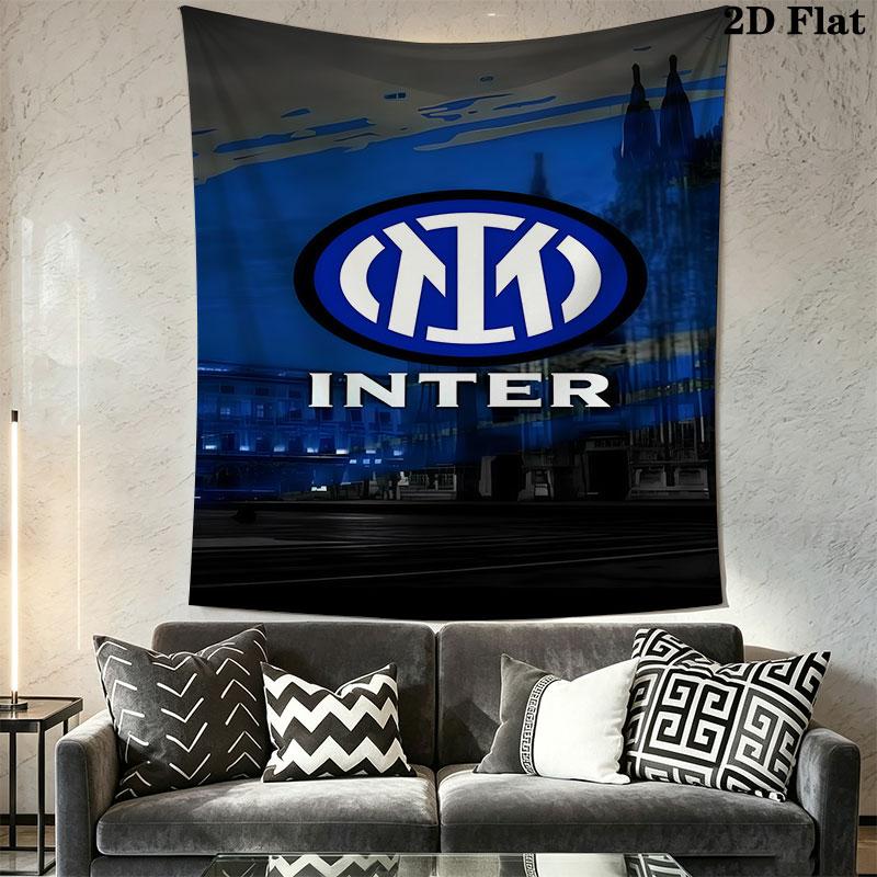 Inter logo Wall Hanging Printed Fabric Blanket Decorative Tapestries for Bedroom Living Room Home Decor