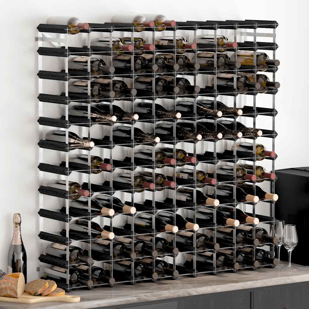 120 Bottle Wine Rack Black Solid Pine Wood