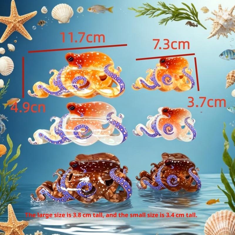 1pc Fun Marine Animal Hair Clip Cute Octopus Shark Grab Clip Strong Hold for Women and Girls Ideal for Casual and Party Looks