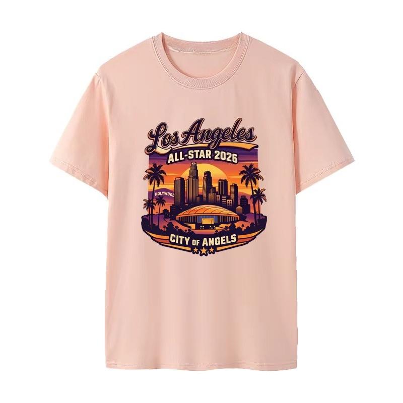 Memorial Los Angeles Game Short Sleeve TShirt Pure Cotton Comfortable Breathable Youthful Style for Unisex Summer Wear Streetwear