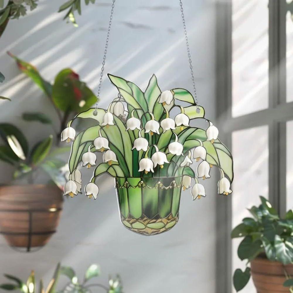 Hanging Art Crafts Acrylic Window Sun Catchers Stained Glass Hanging Lily Of Valley Suncatchers Garden Wind Chime