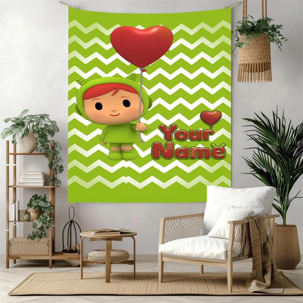 Pocoyo Customize Your Name Tapestry Aesthetic Wall Tapestry Machine Washable Perfect for Living Room Decor Ideal for All Seasons