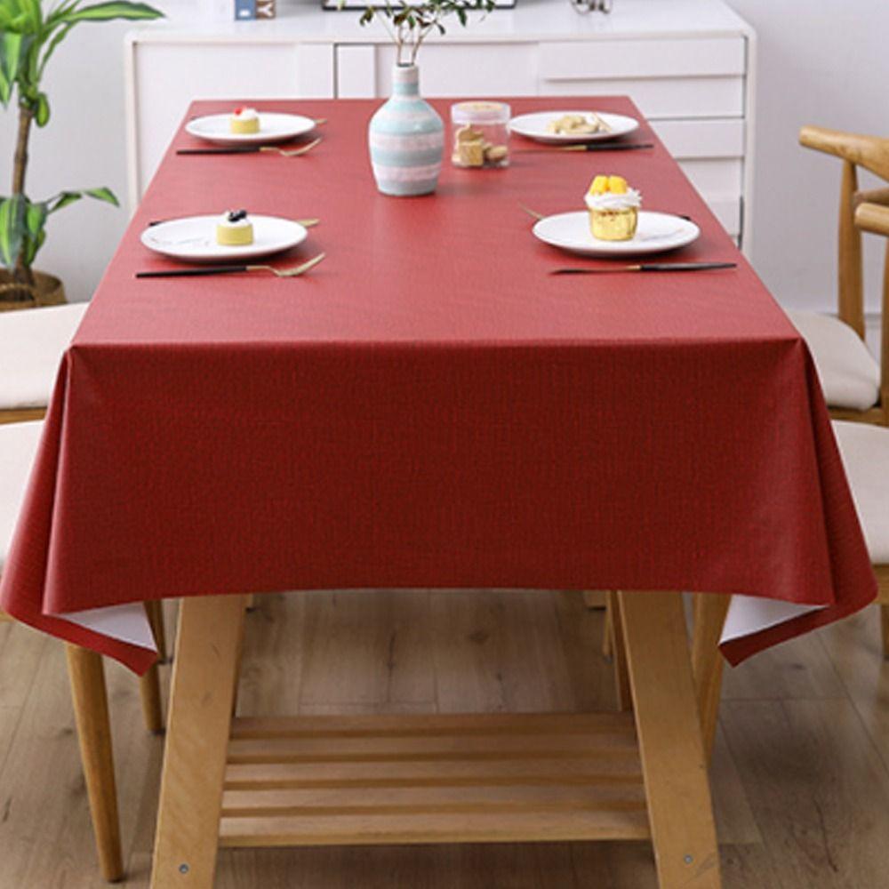 Rectangular PVC Tablecloth Solid Colour Table Cover Waterproof Tablecloth  Household