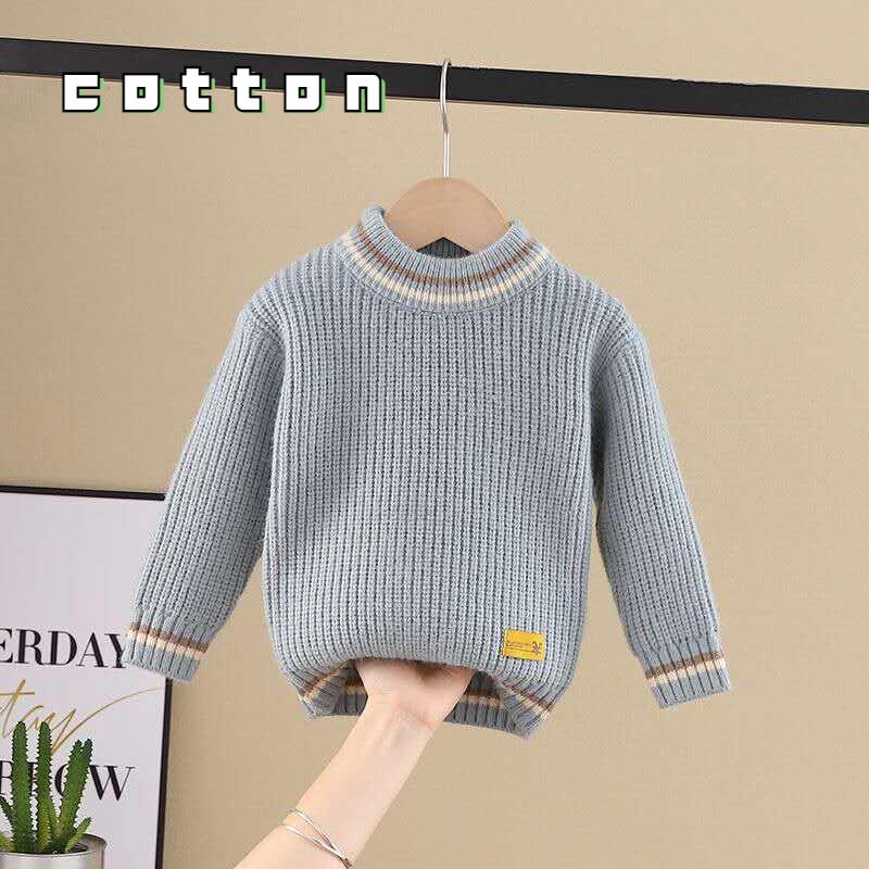 Детский повседневный свитер, осенне-зимний вязаный свитер для мальчиков и девочек