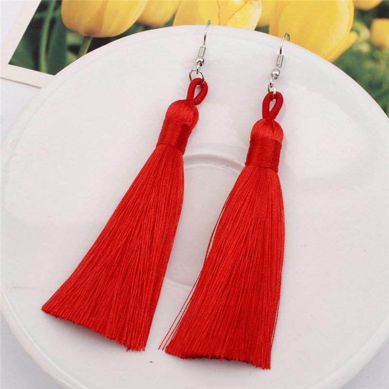 Серьги-кисточки, 1 пара, длинные, с узором, в стиле бохо, полихромные, подарочные серьги