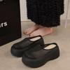Black Non-slip Platform Female Mesh Breathable Half-toe Baotou Slippers Casual Versatile Beach Shoes Slides Women Sandalias 2024