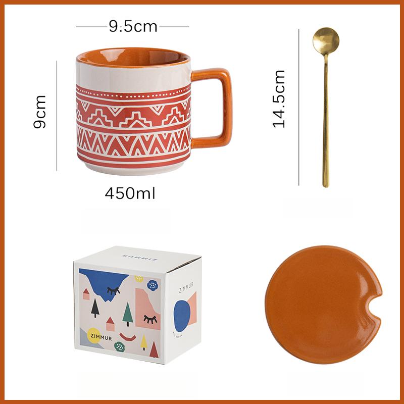 Офисная керамическая кружка для питья Женская Новинка 2025 Домашние кофейные кружки Чашка для завтрака с крышкой и ложкой Кружка