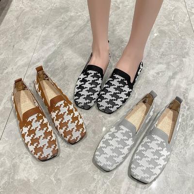 Новые дышащие вязаные туфли с рисунком «гусиная лапка» на мягкой подошве и одной педали, повседневная обувь для беременных женщин