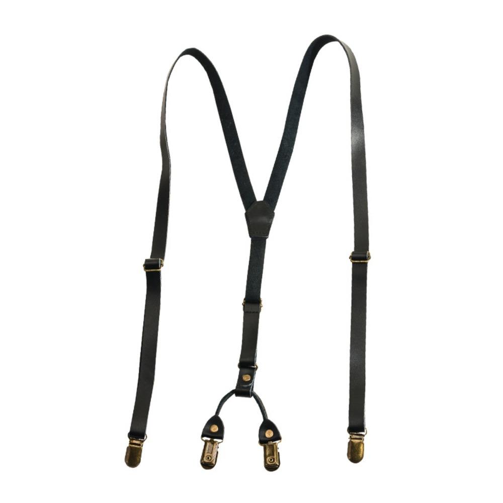 Ретро Подтяжки для Мужчин Черный Зажим для Подтяжек Простые Кожаные Подтяжки Деловые