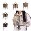Случайный узор женский вышитый жилет винтажный жилет на шнуровке модный поддельный воротник накидка женский