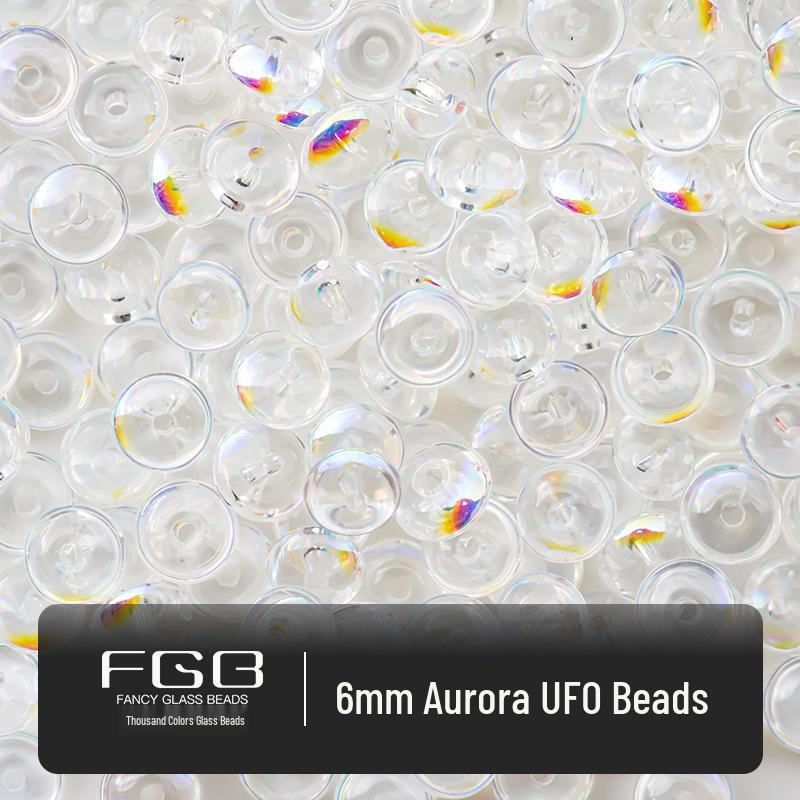 Радужные стеклянные бусины-бисер Аврора 4-10 мм: Супер блестящие, прозрачные круглые/дисковые бусины для DIY украшений и рукоделия.