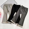 Spring Autumn New Children Solid Color Lace Bellbottom PantsChildren Casual Versatile Pants Slim Girls Leggings