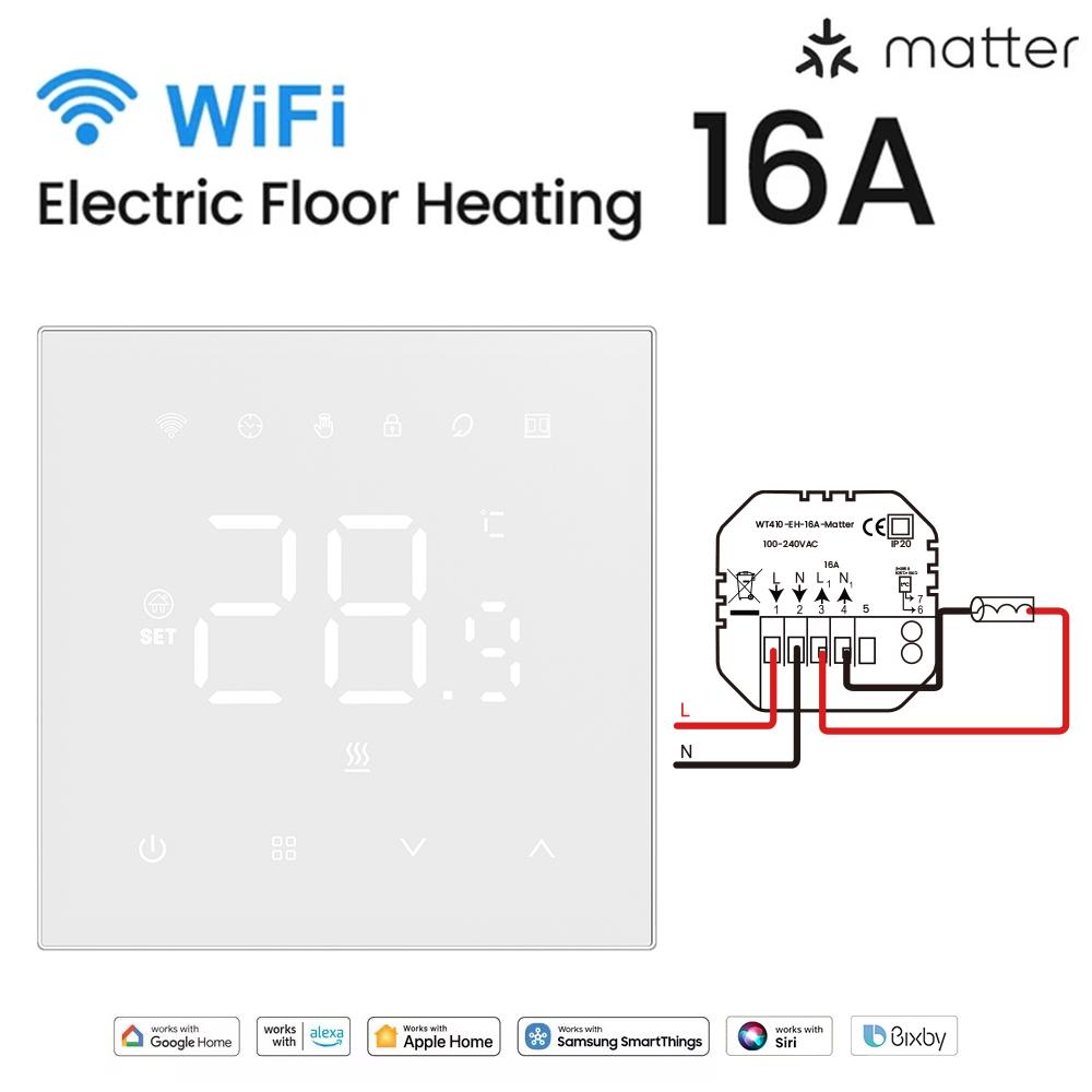 AVATTO Tuya Matter Smart Thermostat WiFi WaterGas Electric Floor Heating Temperature Controller For Alexa Google Apple Smartthin