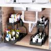 Double-layer Large-capacity Pull-out Storage Box Durable Sink Storage Rack for Kitchen and Bathroom