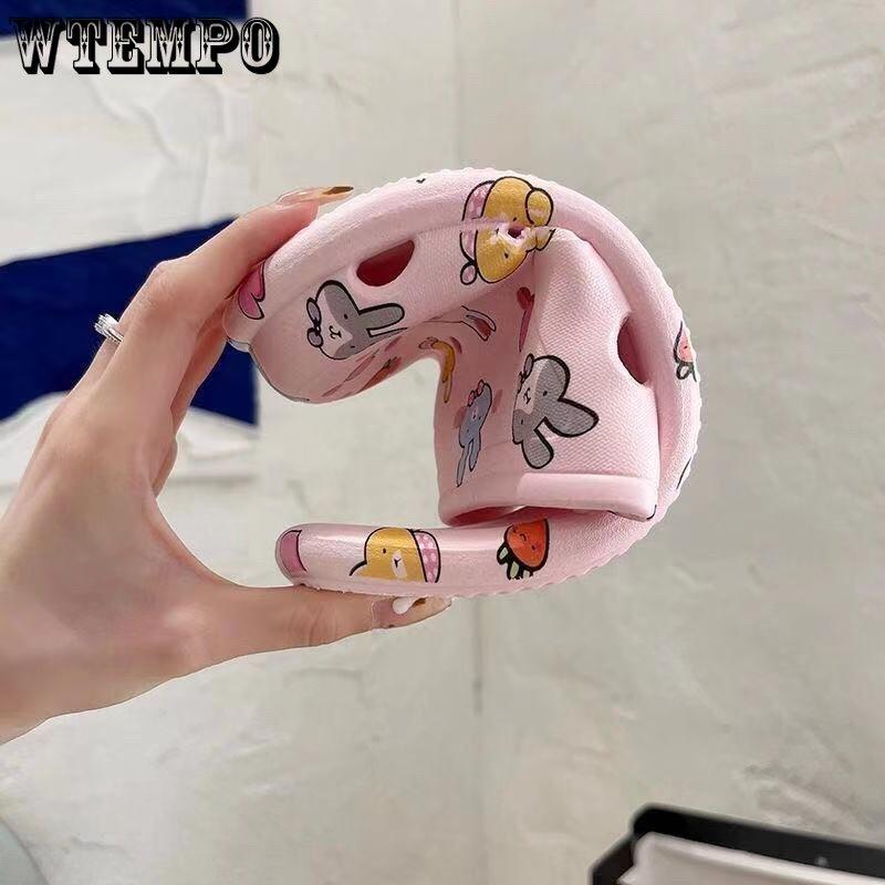 Шлепанцы из ПВХ, женская верхняя одежда, обувь с защитой от запаха, летние сандалии с мягкой подошвой, мультяшные сандалии, домашние тапочки для ванной комнаты с завернутым носком, уличные пляжные шлепанцы