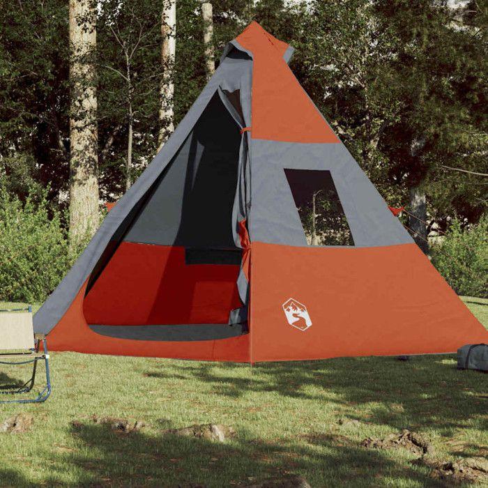 VidaXL Tipi Camping Tent 7 Person, Shade Tent with Carry Bag, Camping Awning, Garden Shelter, Orange 94429