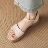 Great To Wear Soft Leather Round Head Open-toed Sandals for Women's Summer Comfortable Retro Casual Platform with Sandals