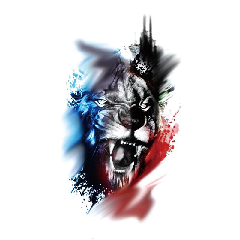 Наклейка на татуировку лиса лев тигр цветной цветок рука водонепроницаемая переводная татуировка наклейка имитация татуировки наклейка