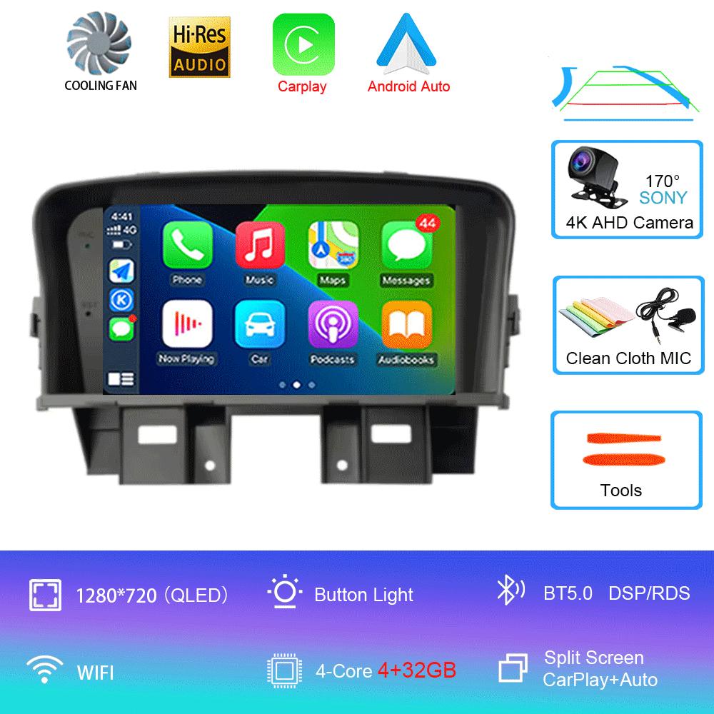 Автомобильное радио Android 14 для Chevrolet Cruze J300 2008-2014 Мультимедийный видеоплеер QLED GPS-навигация Встроенный Carplay BT RDS DSP