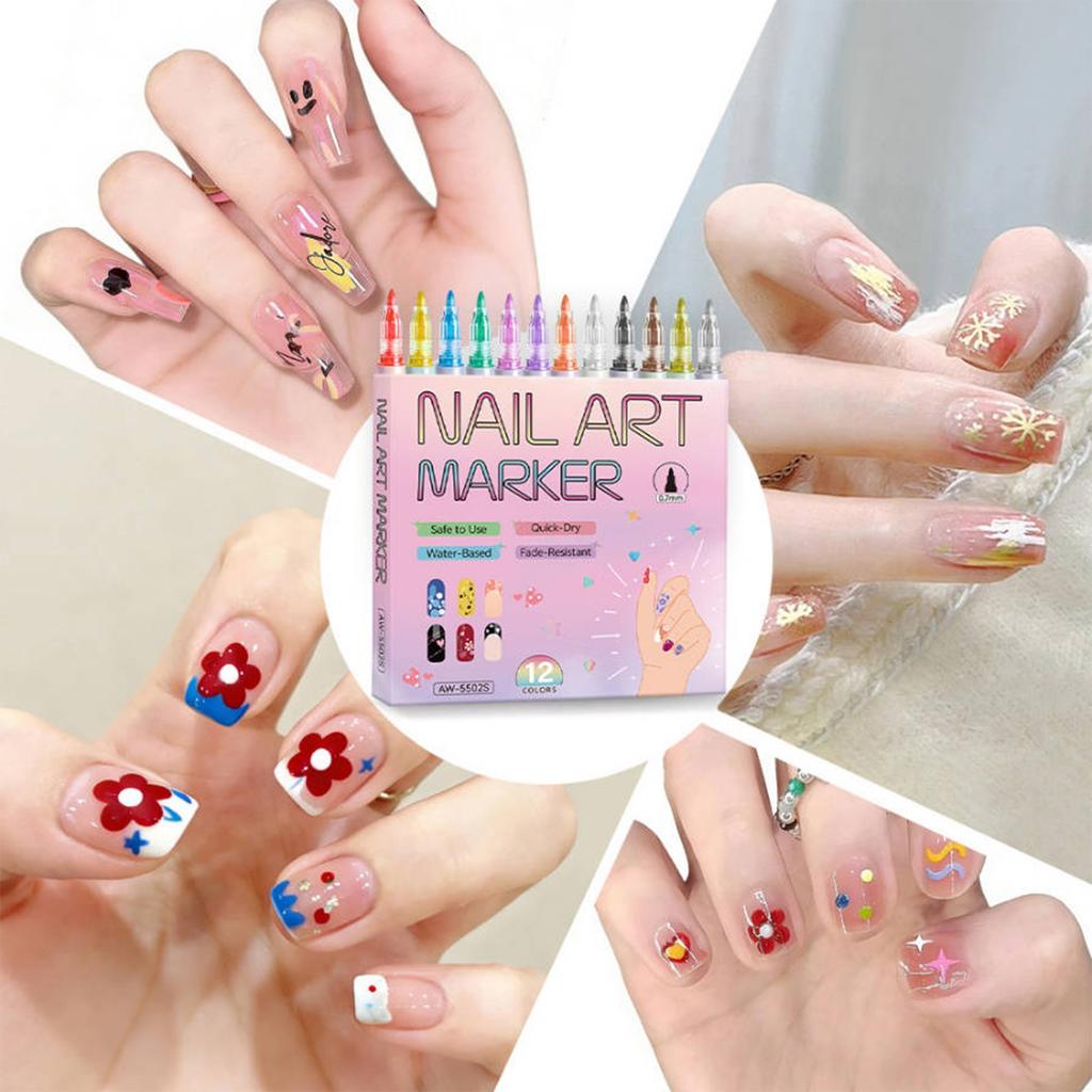 Nail Pen, Painting And Outlining Pen, 0.7mm Nail DIY Quick-drying Pen, Colorful Painting And Outlining Nail Pen,30ML