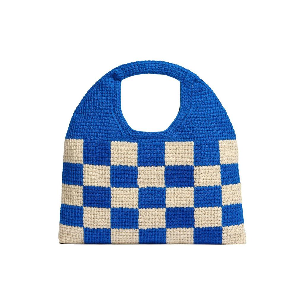Marni Market Letter Logo Geometric Pattern Technology Wool Tote Bag Women handbags Khaki-Green Blue SHMH0049A1FW305JQV30