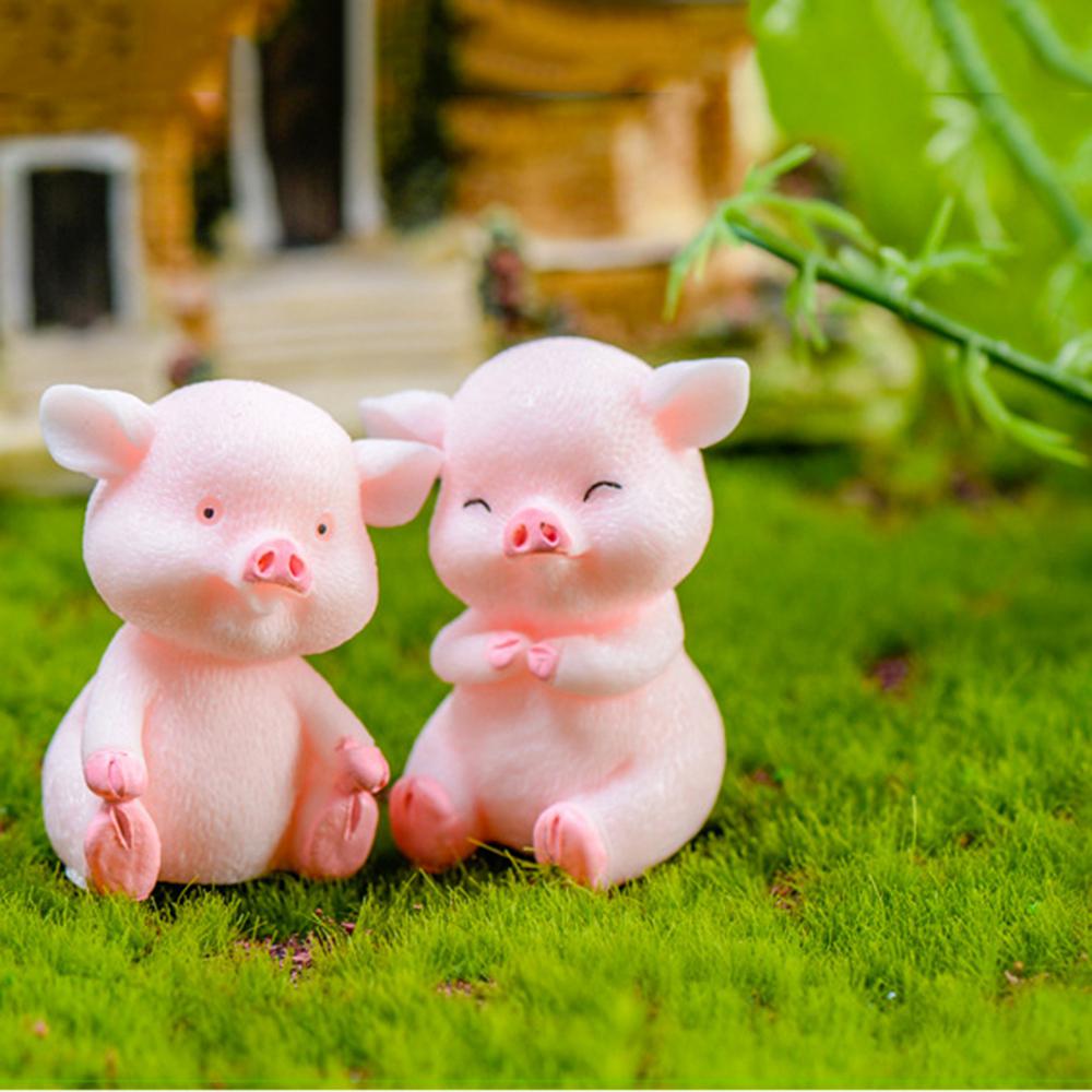 Pink Pig Home Ornament Toy Pig Miniature Resin Craft Micro Landscape Decoration Dollhouse Accessory