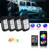 4 шт. RGB LED Rock Light Неоновый комплект для днища с управлением через приложение + пульт ДУ для Jeep Грузовика Внедорожника