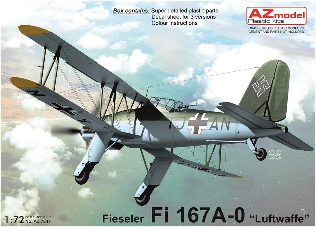 Модель AZ, немецкая пластиковая модель Fieseler AZM7847 1/72 Fi167A-0
