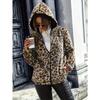 Leopard Pattern Zipper Hooded Teddy Coat, Versatile Long Sleeve Thermal Outwear For Fall & Winter, Women's Clothing