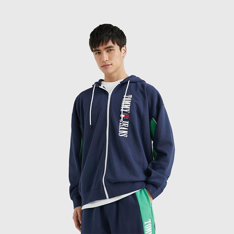 Tommy Hilfiger Ретро Спортивная Толстовка на Молнии с Цветочными Блоками и Вышивкой Свободного Кроя Мужские толстовки DM0DM16374C87